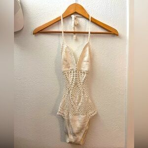 White Crochet Swimsuit XS